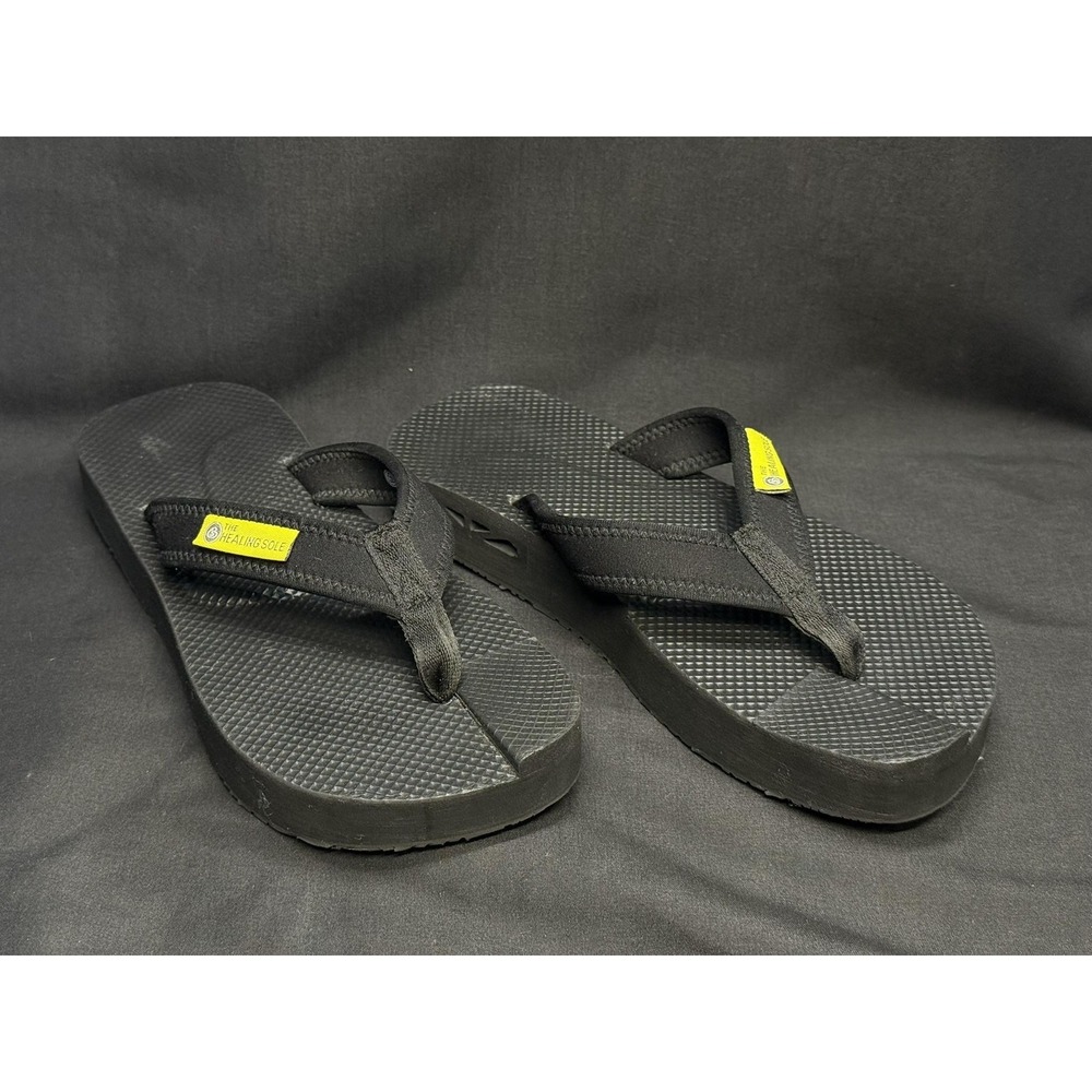 The Healing Sole Sandals Womens Size 6.5 Black Flip Flops Comfort Cushioned
